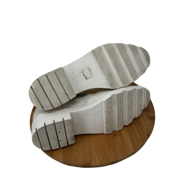 Dolce Vita CLEAR Linza Ivory Leather Chelsea Ankle Booties Chunky Y2K Womens 10 - Picture 7 of 8